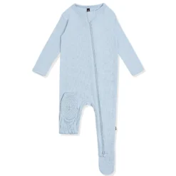 Pointelle Zippered Footie in Breeze