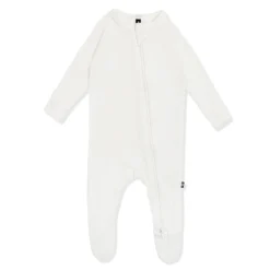 Pointelle Zippered Footie in Cloud