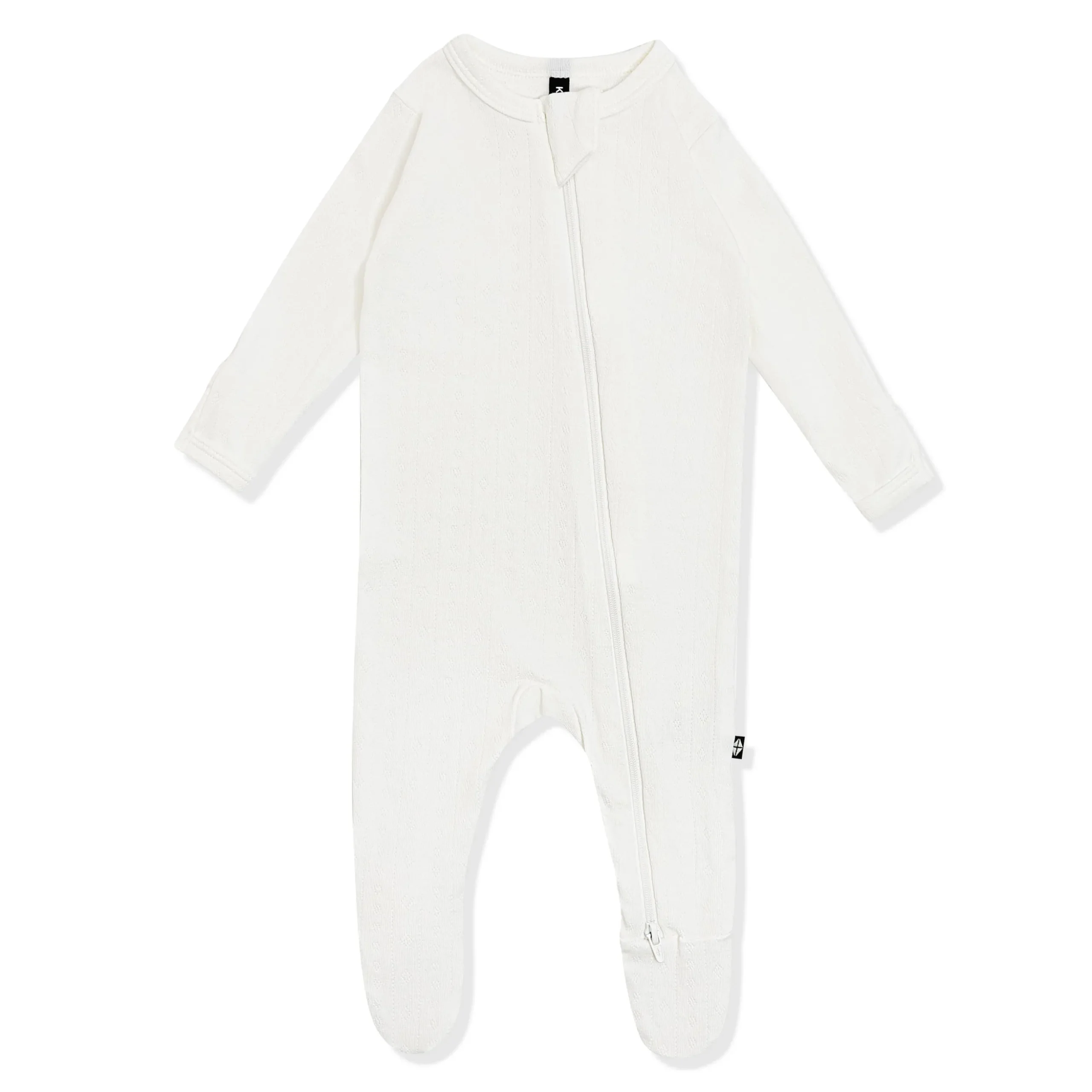 Pointelle Zippered Footie in Cloud