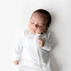 Pointelle Zippered Footie in Cloud