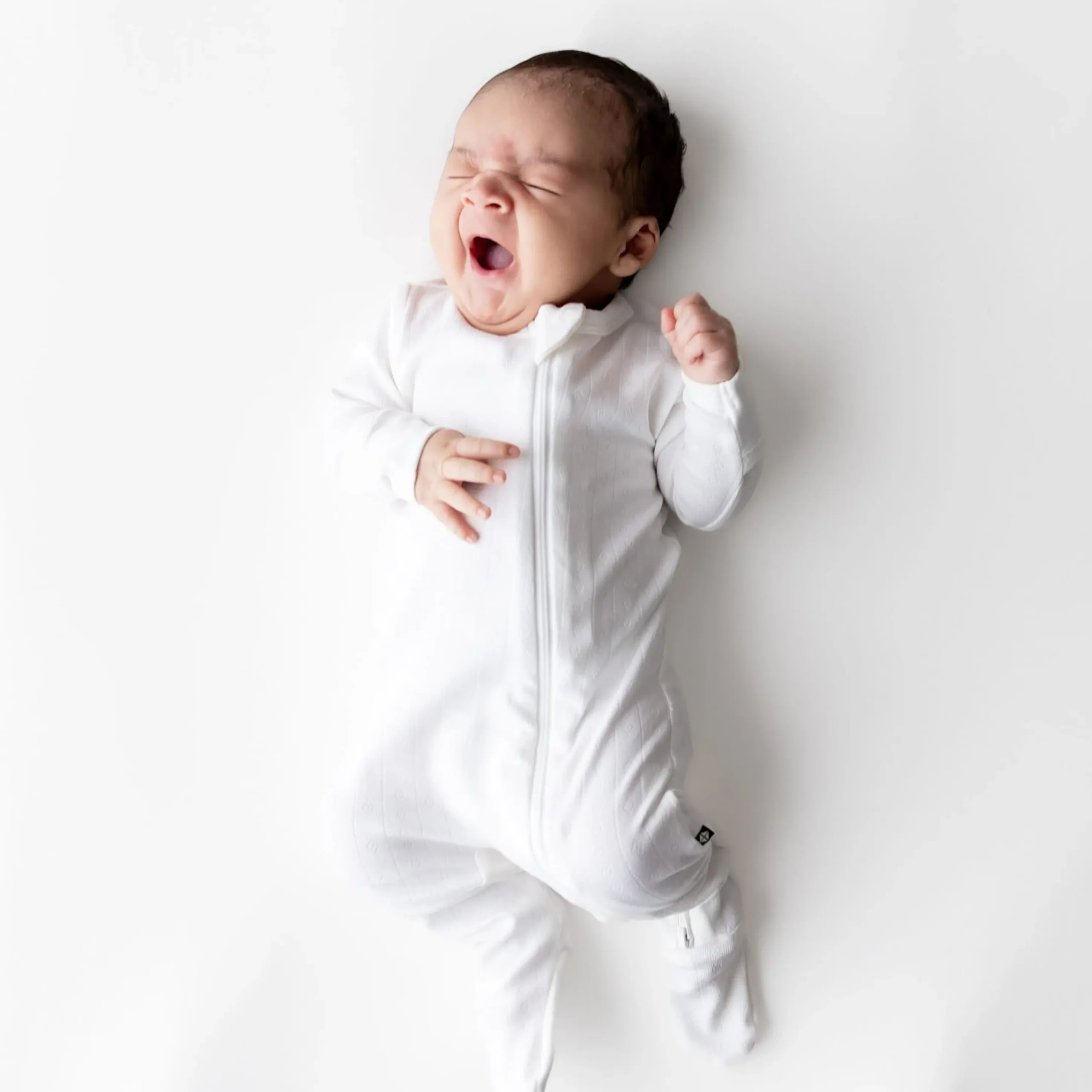 Pointelle Zippered Footie in Cloud