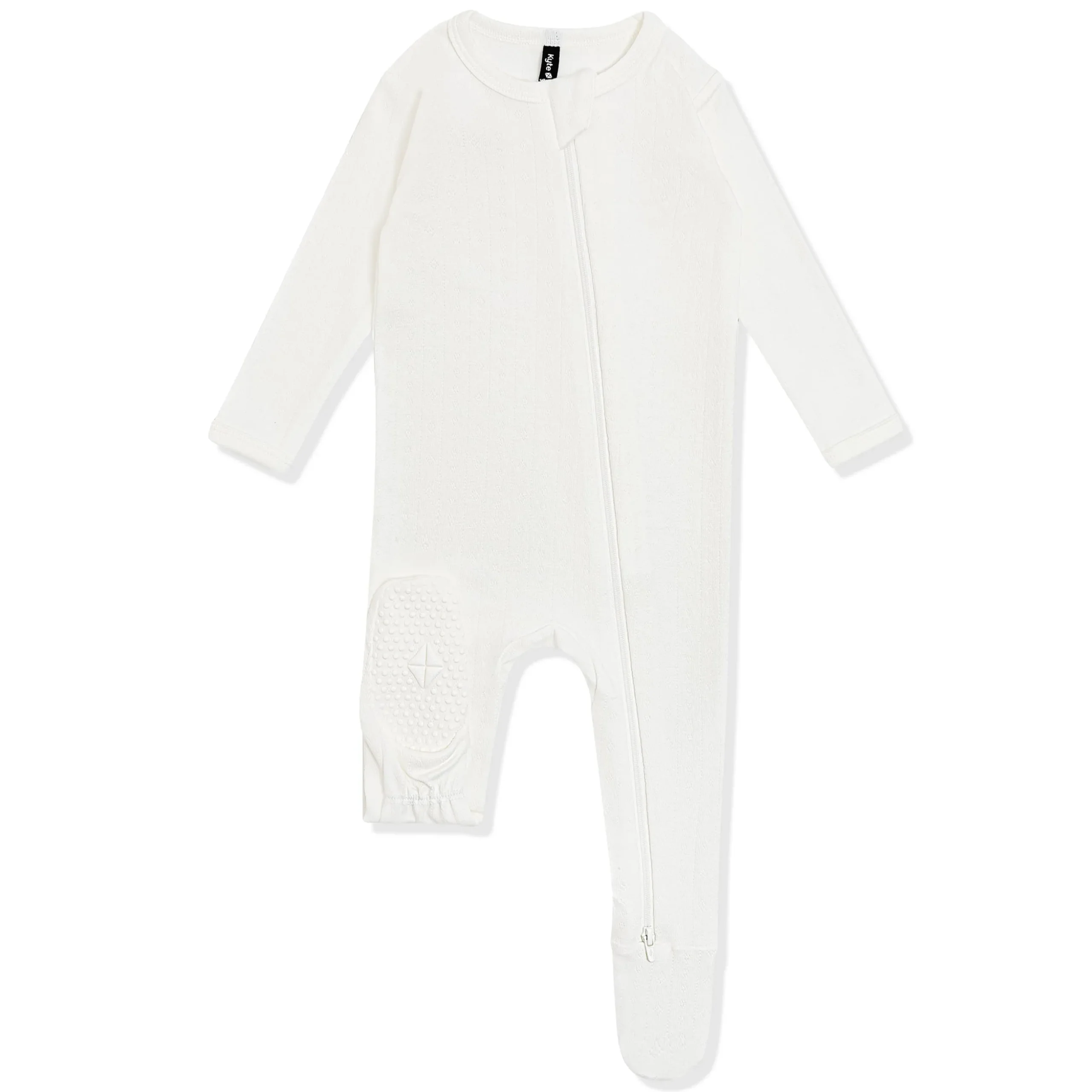 Pointelle Zippered Footie in Cloud