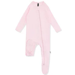 Pointelle Zippered Footie in Sakura