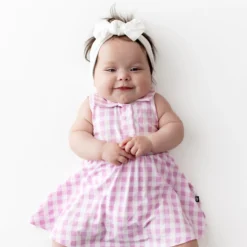 Polo Bodysuit Dress in Gingham Thistle