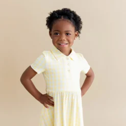 Polo Dress in Gingham Chamomile