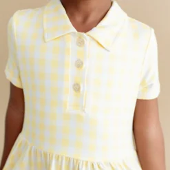 Polo Dress in Gingham Chamomile