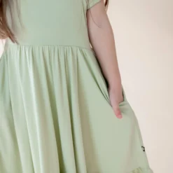 Puff Sleeve Twirl Dress in Basil