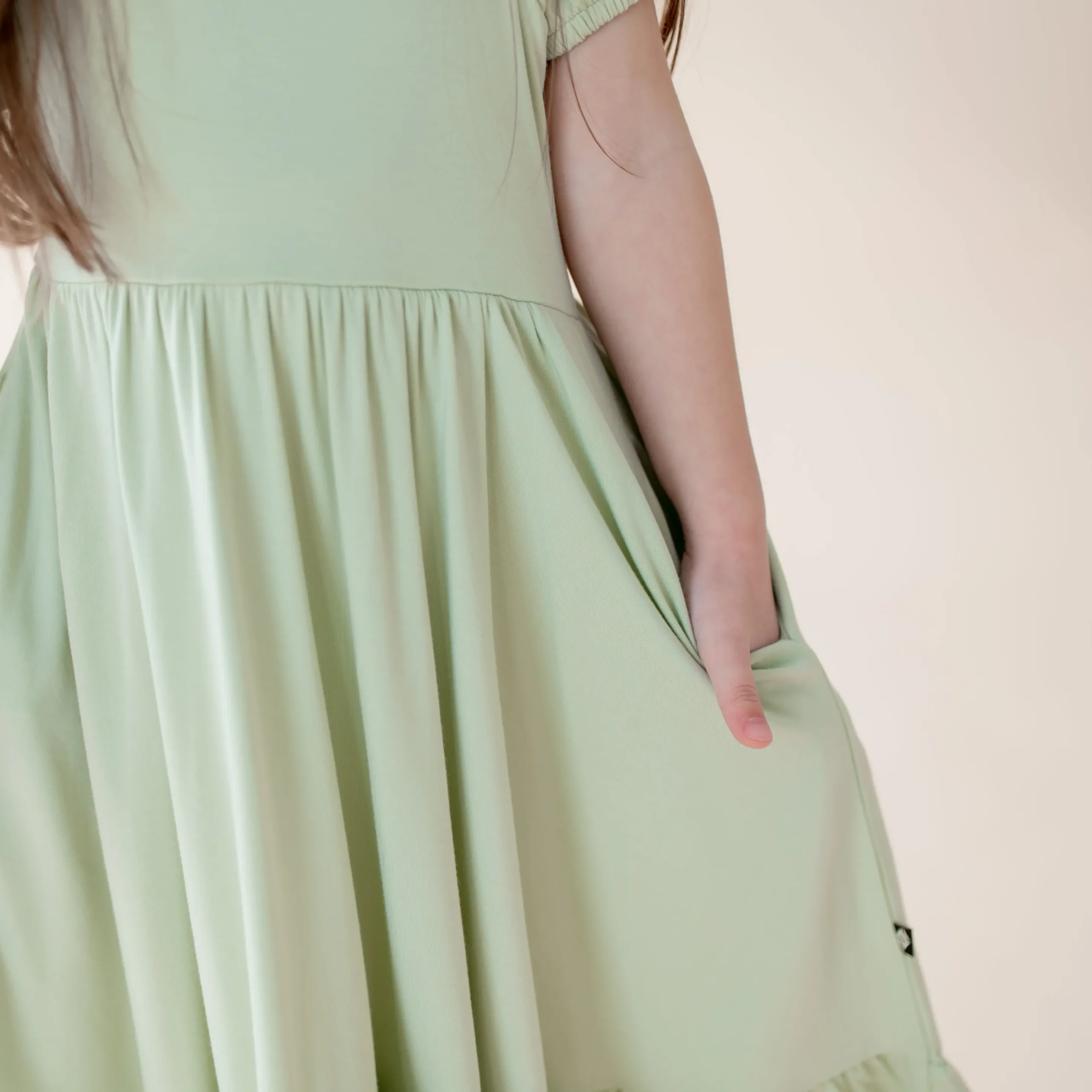 Puff Sleeve Twirl Dress in Basil