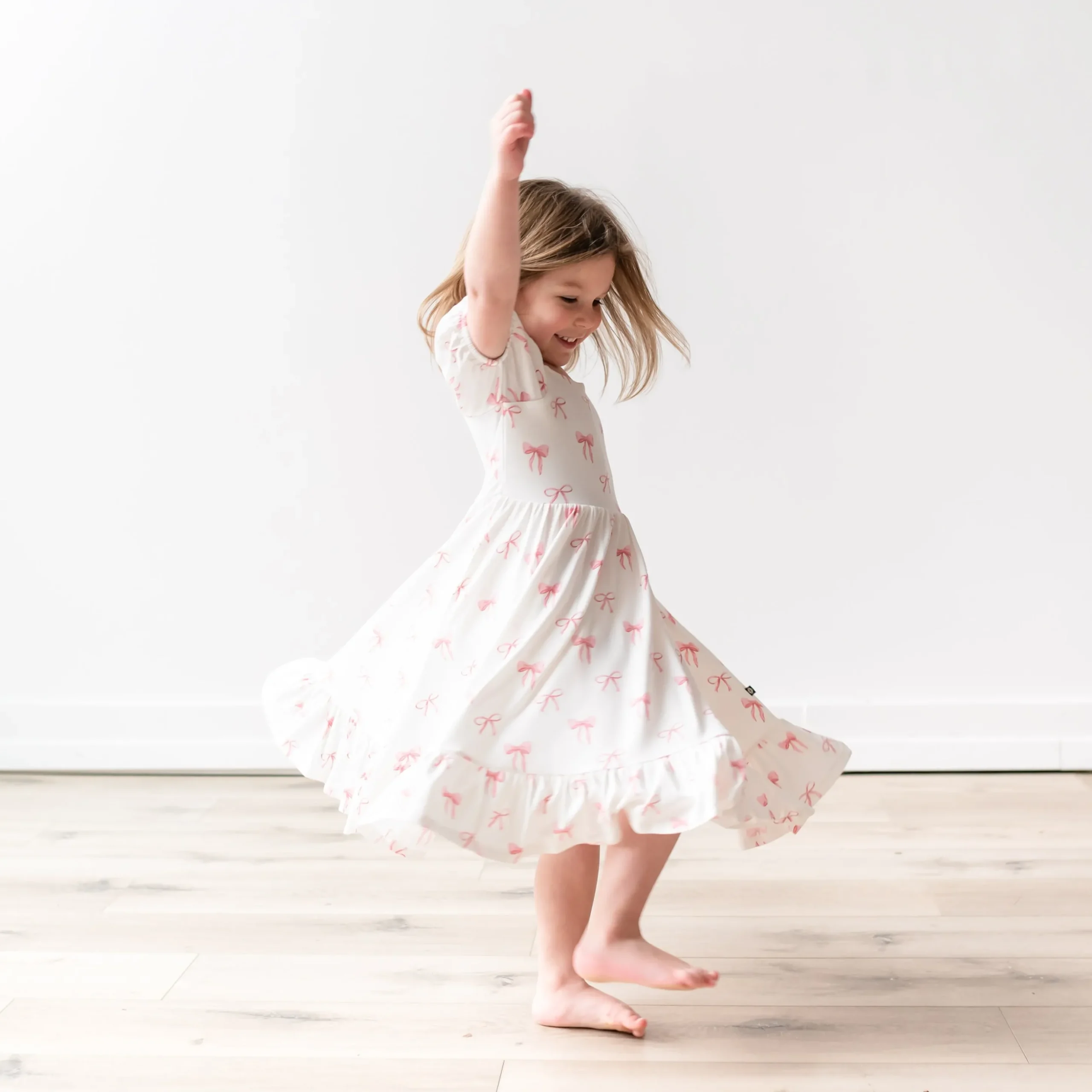 Puff Sleeve Twirl Dress in Bow