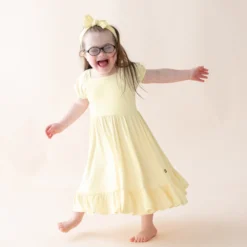 Puff Sleeve Twirl Dress in Chamomile
