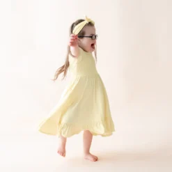 Puff Sleeve Twirl Dress in Chamomile