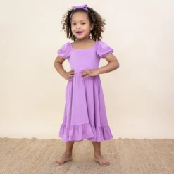 Puff Sleeve Twirl Dress in Poi