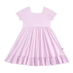 Puff Sleeve Twirl Dress in Thistle