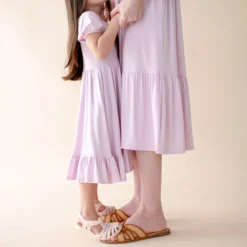 Puff Sleeve Twirl Dress in Thistle