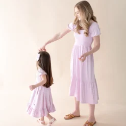 Puff Sleeve Twirl Dress in Thistle