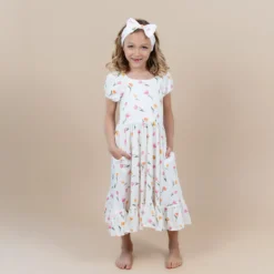 Puff Sleeve Twirl Dress in Tulip