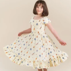 Puff Sleeve Twirl Dress in Winnie the Pooh Celebration