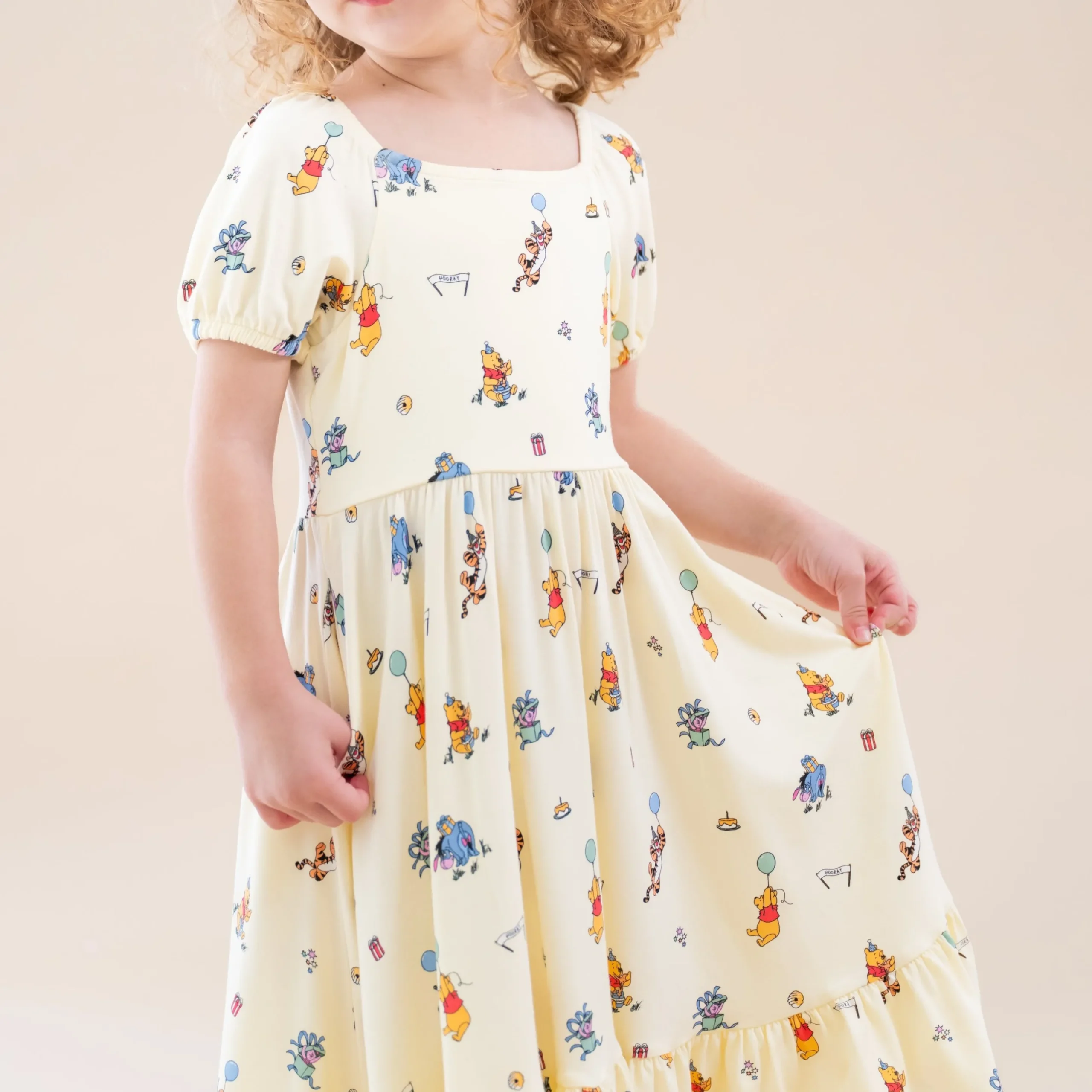 Puff Sleeve Twirl Dress in Winnie the Pooh Celebration