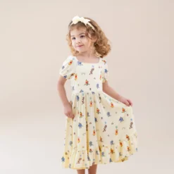 Puff Sleeve Twirl Dress in Winnie the Pooh Celebration