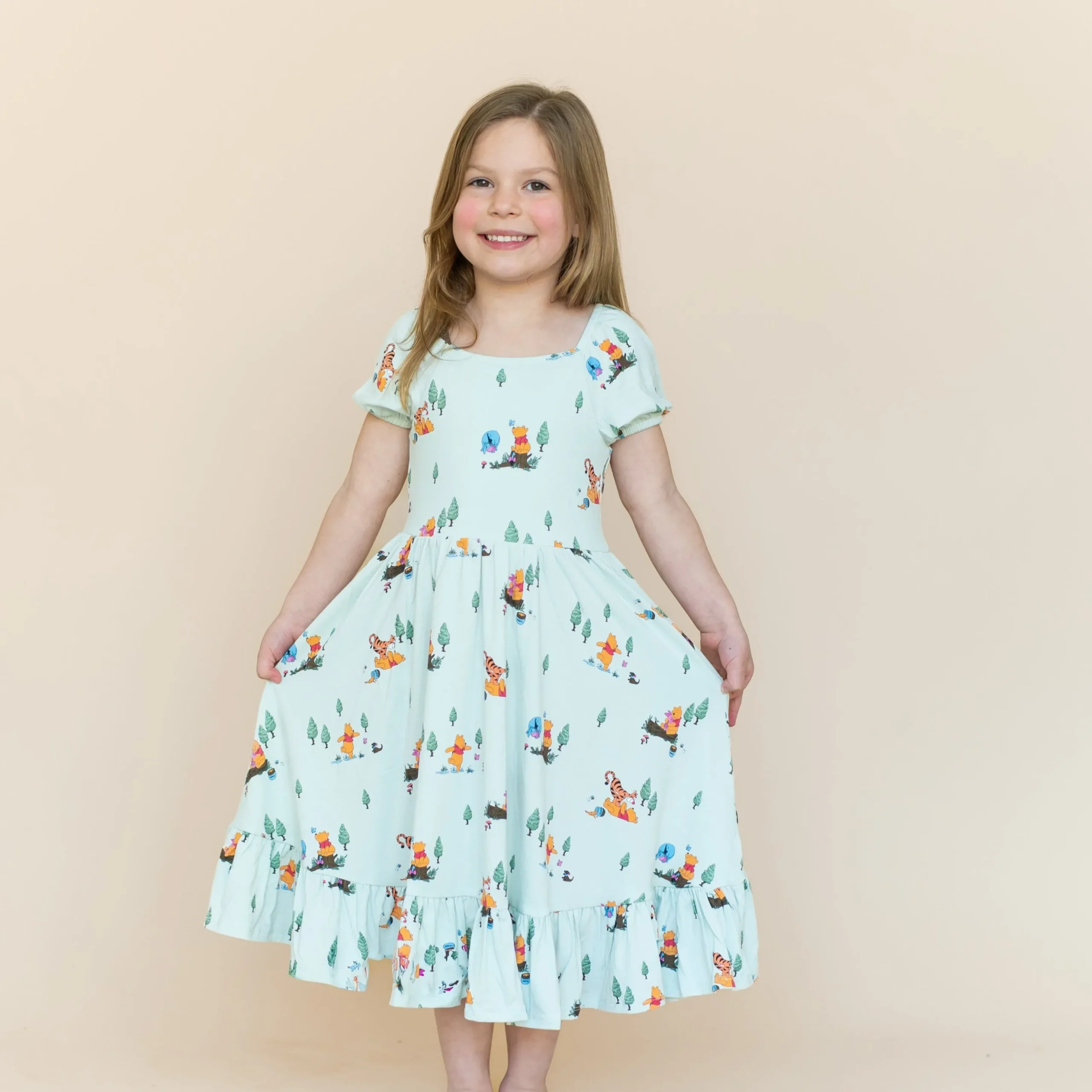 Puff Sleeve Twirl Dress in Winnie the Pooh Hundred Acre Wood
