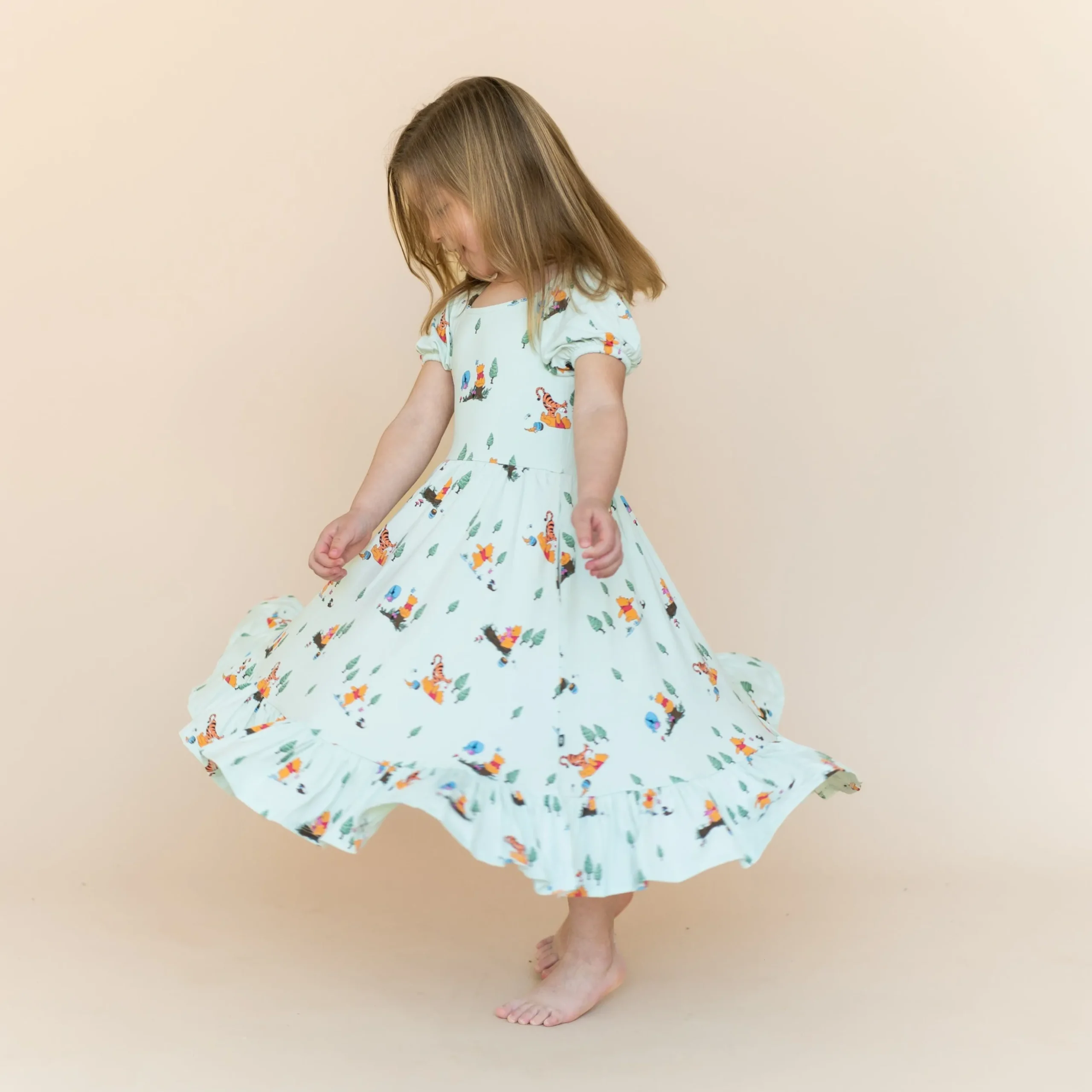 Puff Sleeve Twirl Dress in Winnie the Pooh Hundred Acre Wood