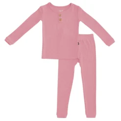 Ribbed Henley Set in Apple Blossom