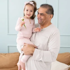 Ribbed Henley Set in Blush