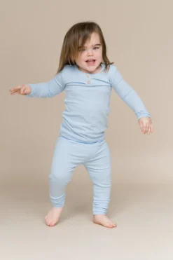Ribbed Henley Set in Breeze