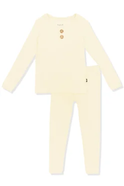 Ribbed Henley Set in Chamomile