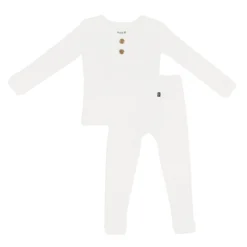 Ribbed Henley Set in Cloud