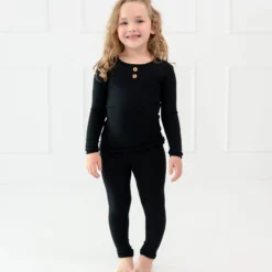 Ribbed Henley Set in Midnight