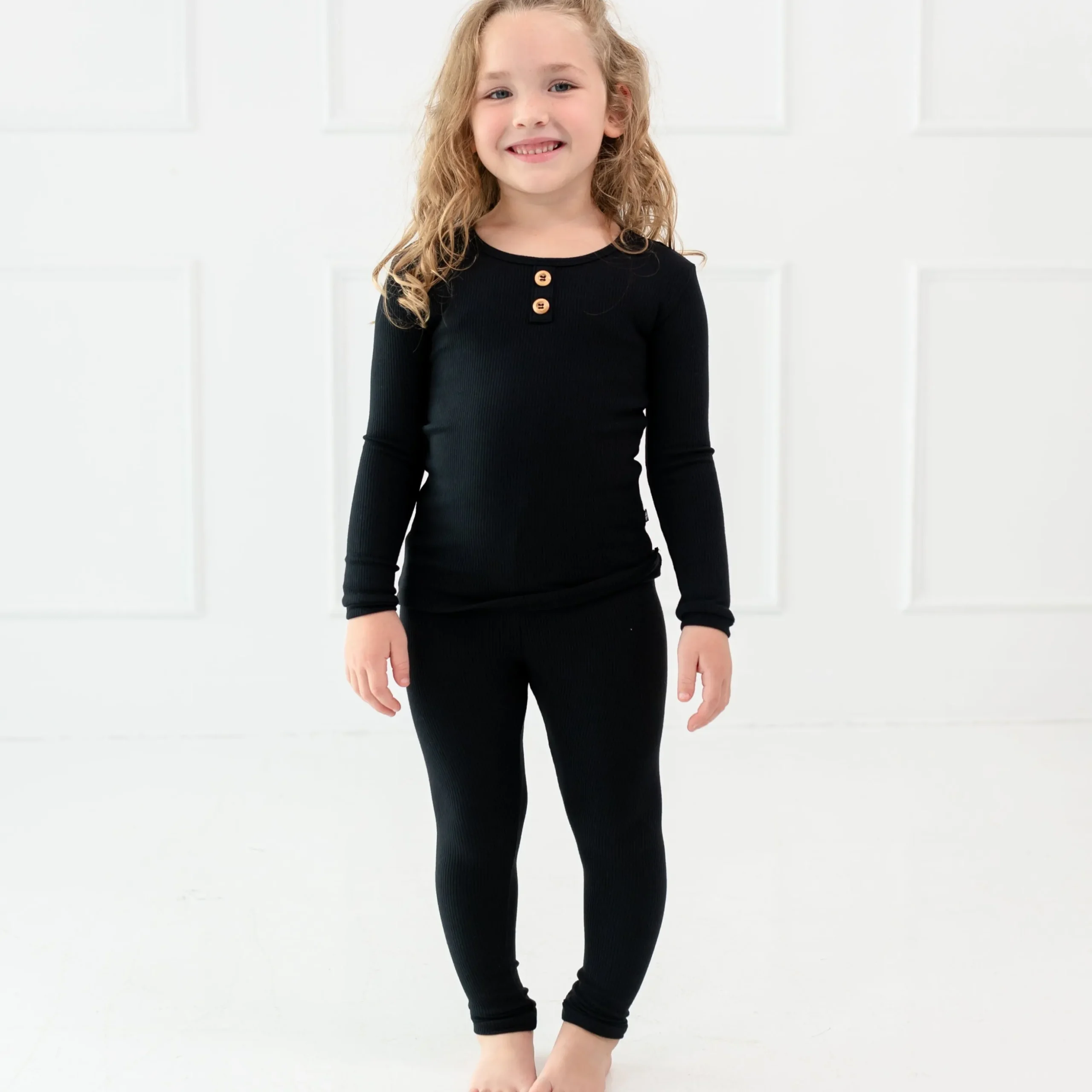 Ribbed Henley Set in Midnight