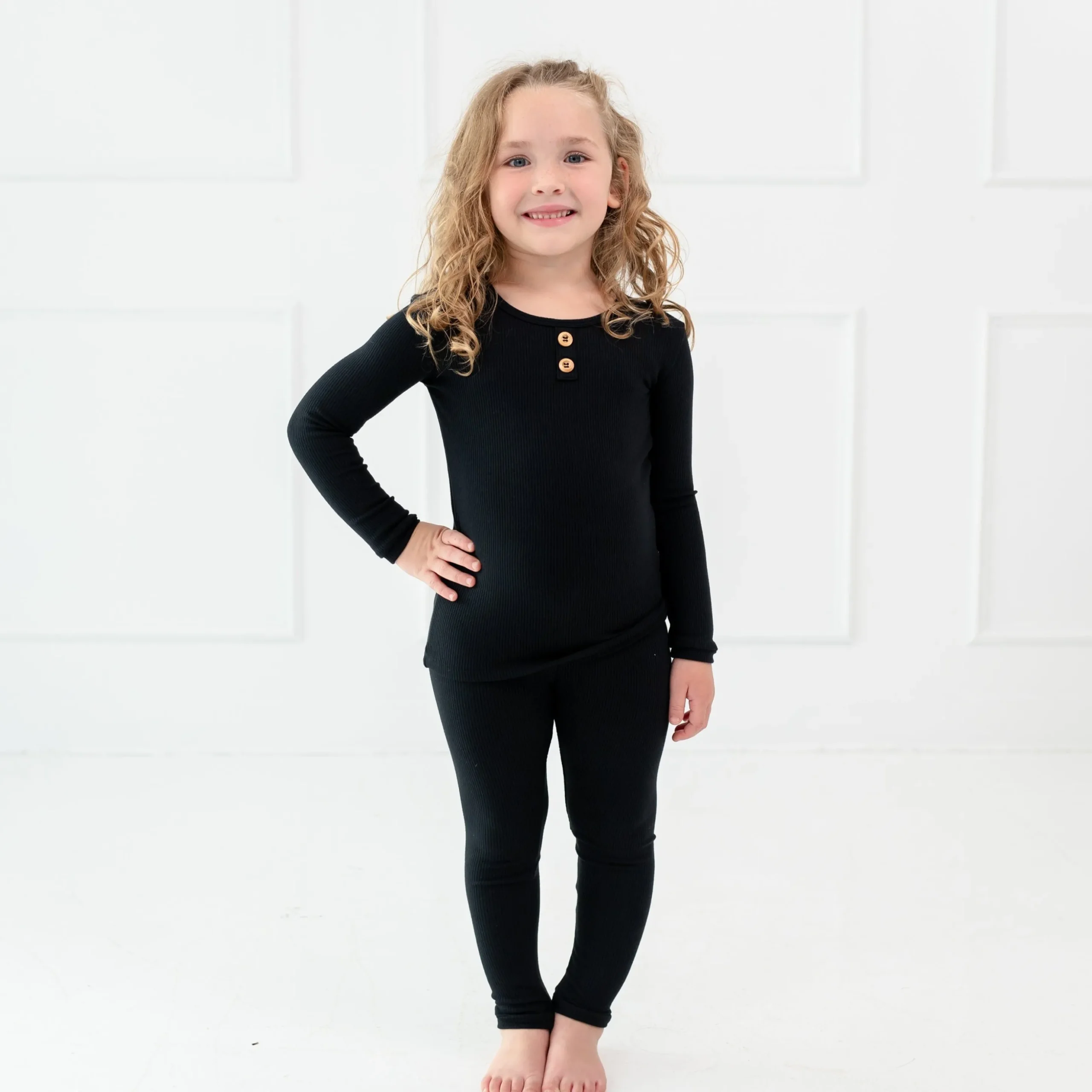 Ribbed Henley Set in Midnight