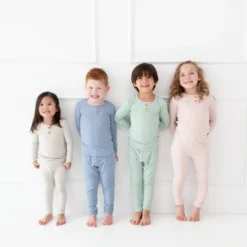 Ribbed Henley Set in Oat