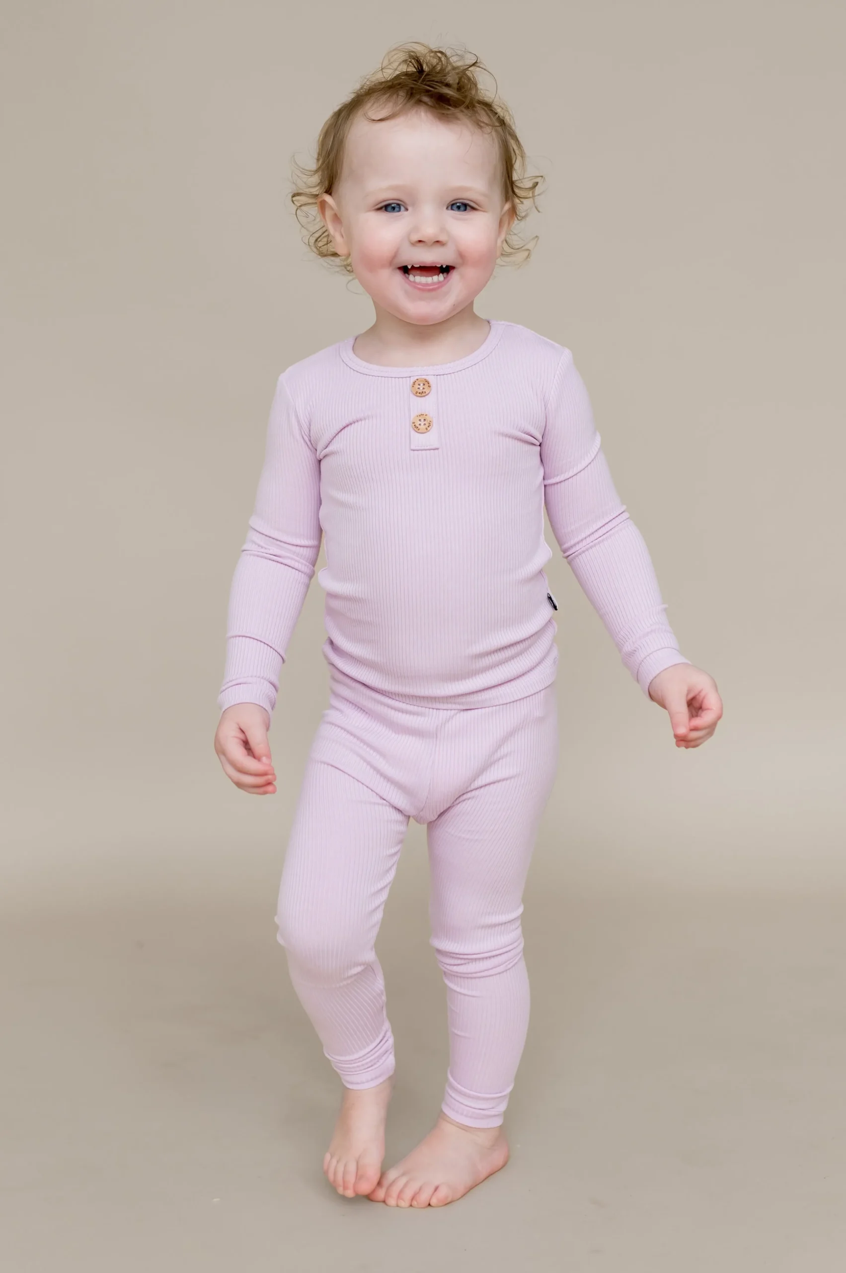 Ribbed Henley Set in Thistle