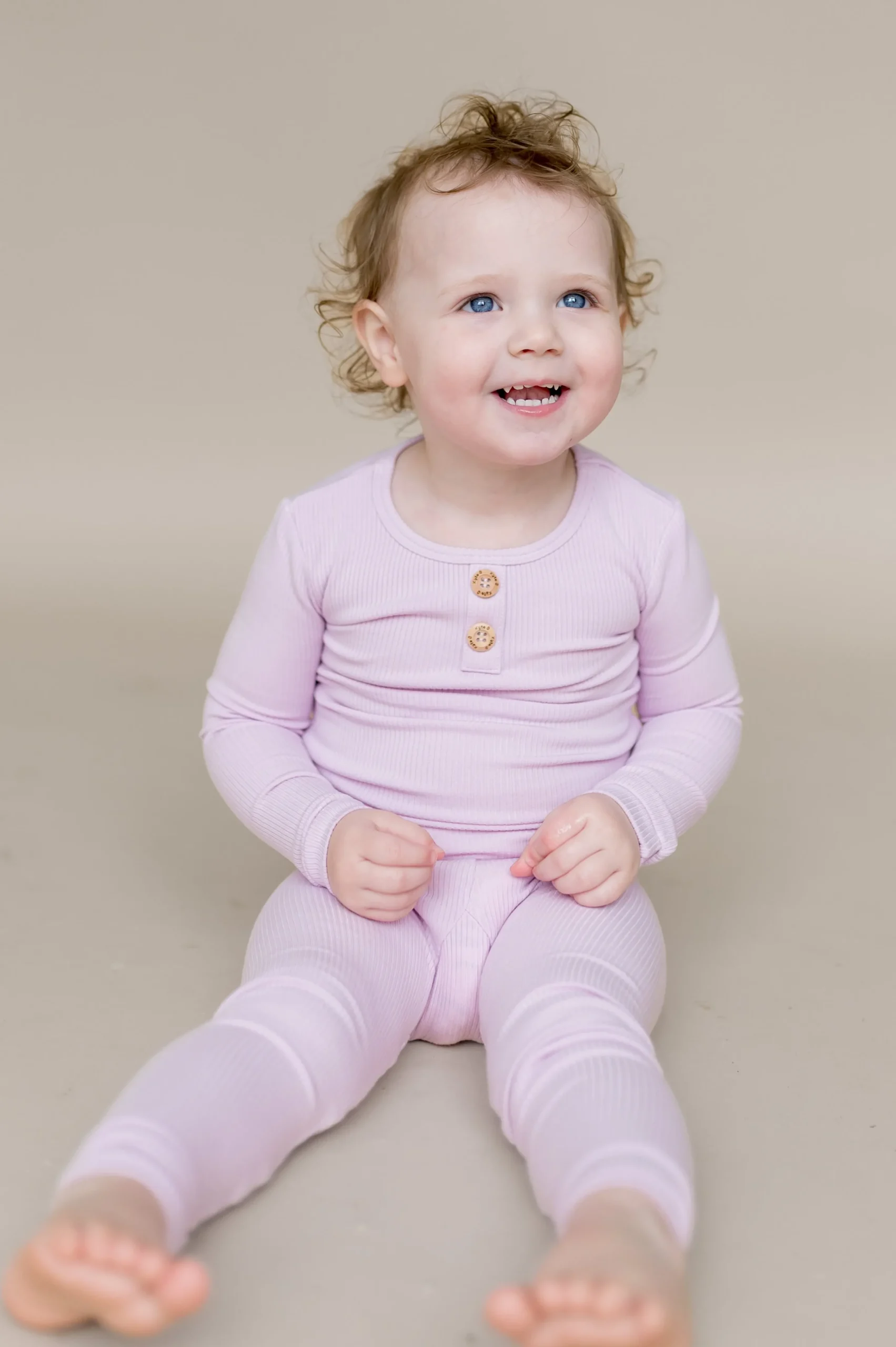 Ribbed Henley Set in Thistle