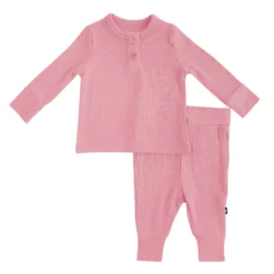 Ribbed Infant Henley Set in Apple Blossom