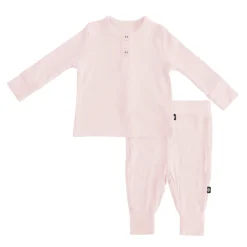 Ribbed Infant Henley Set in Blush