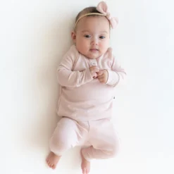 Ribbed Infant Henley Set in Blush