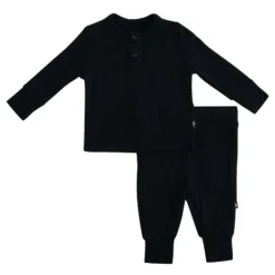 Ribbed Infant Henley Set in Midnight