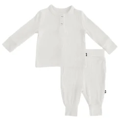 Ribbed Infant Henley Set in Oat