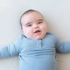 Ribbed Infant Henley Set in Slate