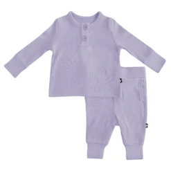 Ribbed Infant Henley Set in Taro