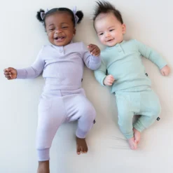 Ribbed Infant Henley Set in Taro