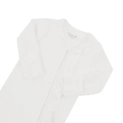 Ribbed Ruffle Zipper Footie in Cloud