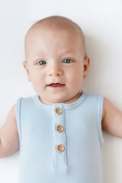 Ribbed Sleeveless Shortall in Breeze