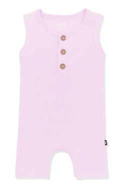 Ribbed Sleeveless Shortall in Thistle