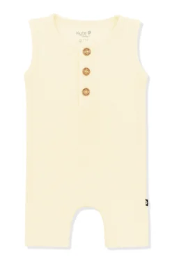 Ribbed Sleeveless Shortall in Chamomile