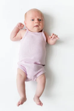 Ribbed Spaghetti Strap Bodysuit in Thistle