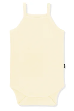Ribbed Spaghetti Strap Bodysuit in Chamomile